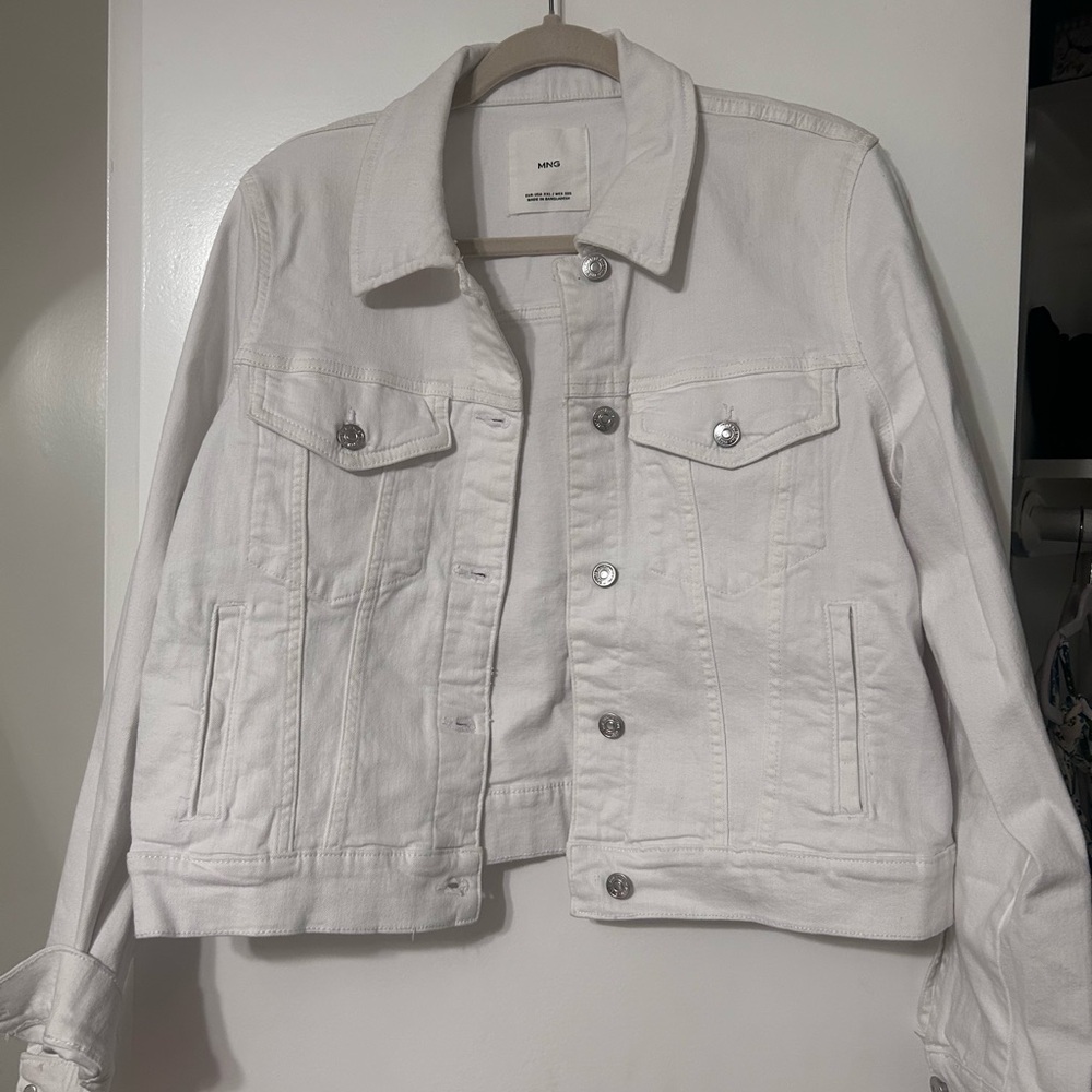 Mango Bright White Denim Jacket